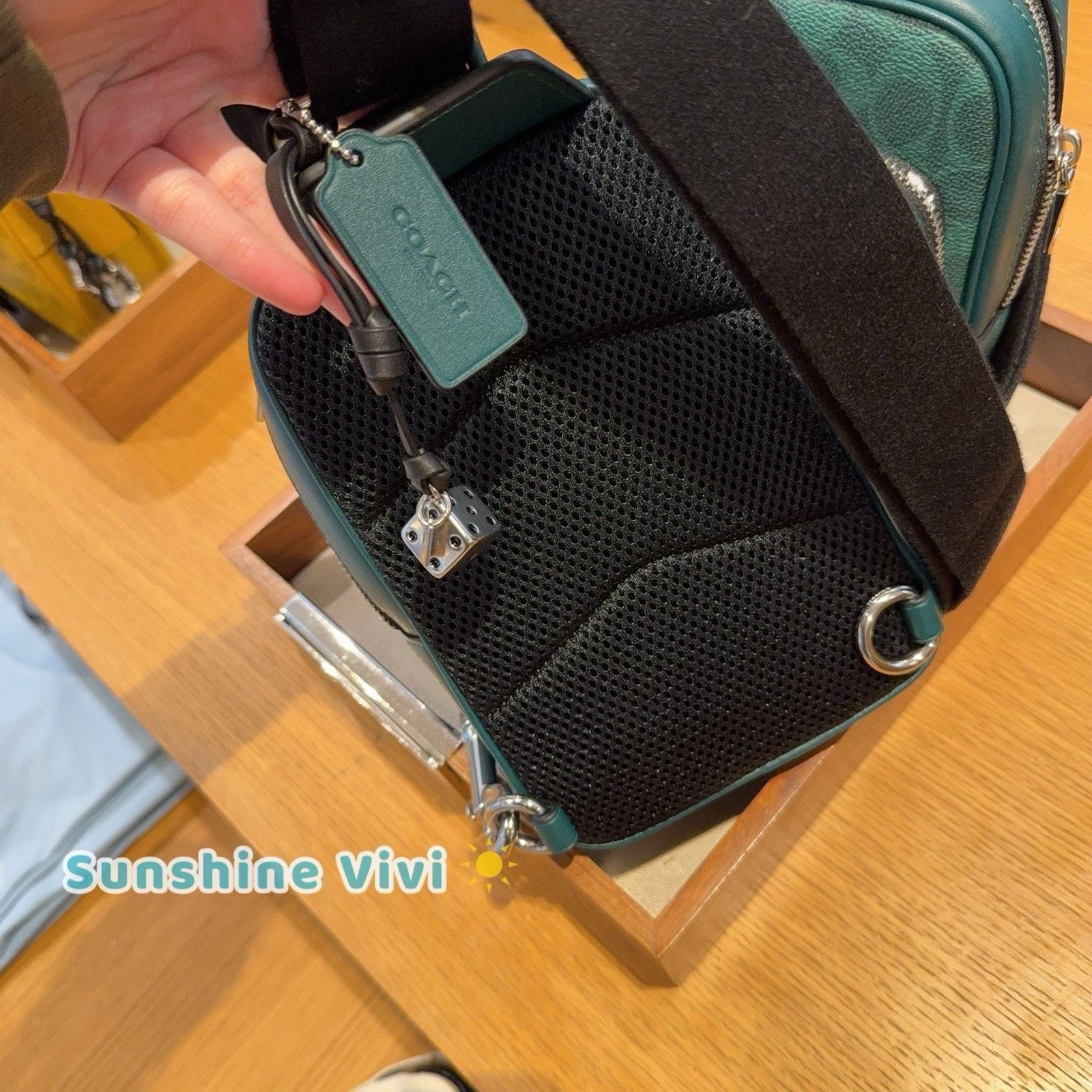 Coach NWT Coach men Racer Sling Pack Charms Silver/Sea Green CEB27 Size ONE SIZE - 3 Thumbnail