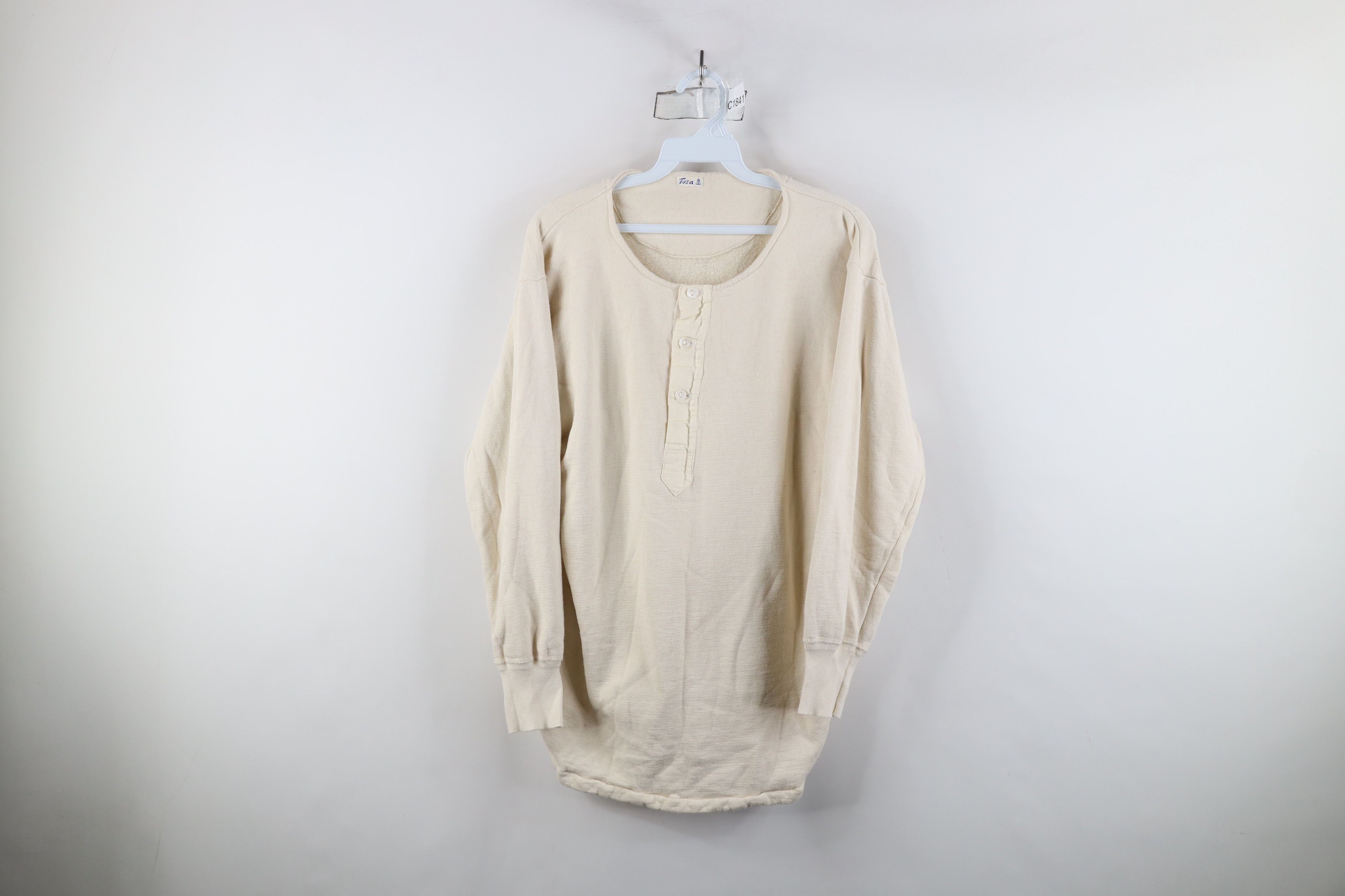 Vintage Vintage 50s Streetwear Lined Long Sleeve Henley T-Shirt Size US L / EU 52-54 / 3 - 1 Thumbnail