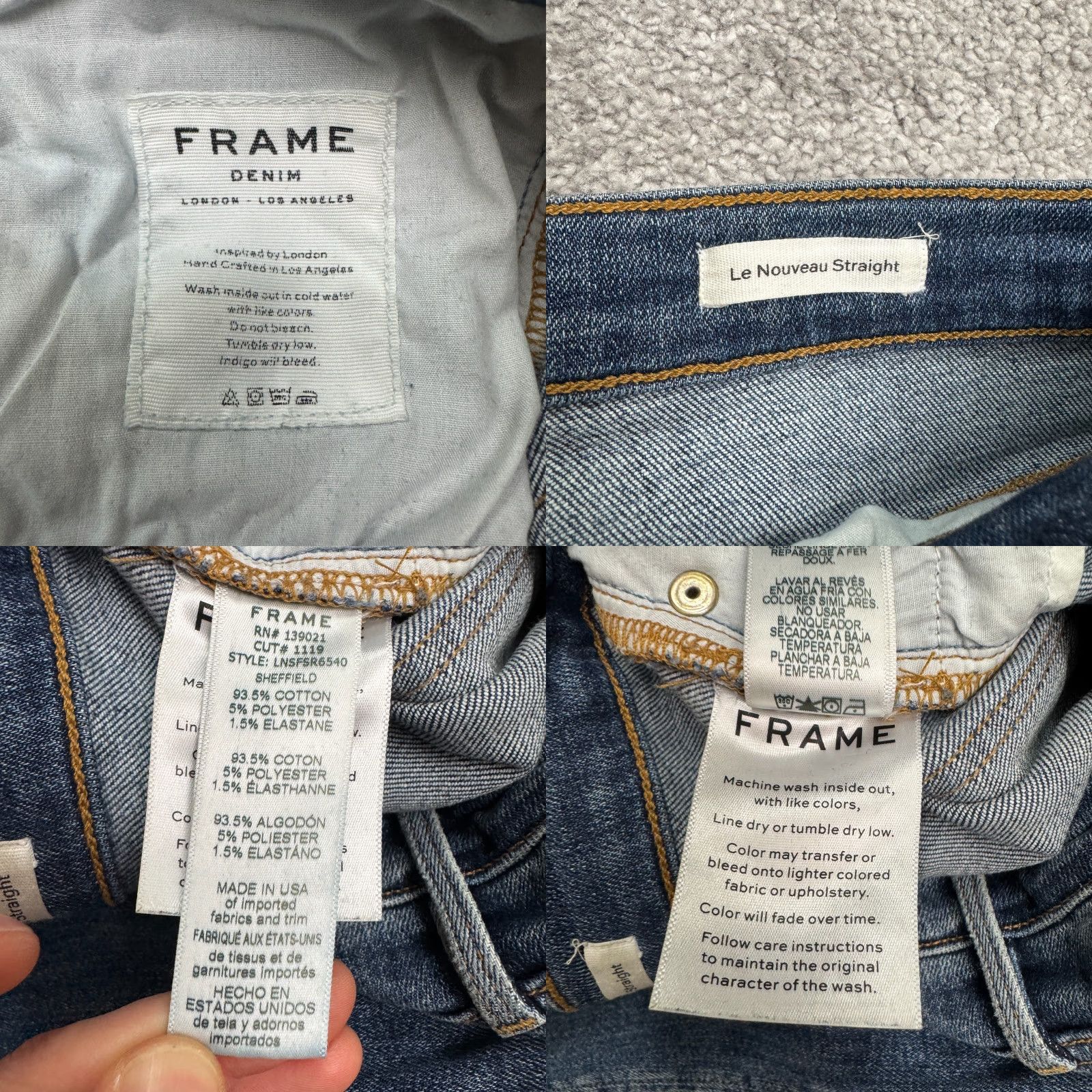 Frame FRAME Jeans Womens 28 Dark Blue Frame Le Nouveau Straight Leg Denim 5-Pocket City Grunge Streetwear Vintage No Size 28" / US 6 / IT 42 - 8 Thumbnail