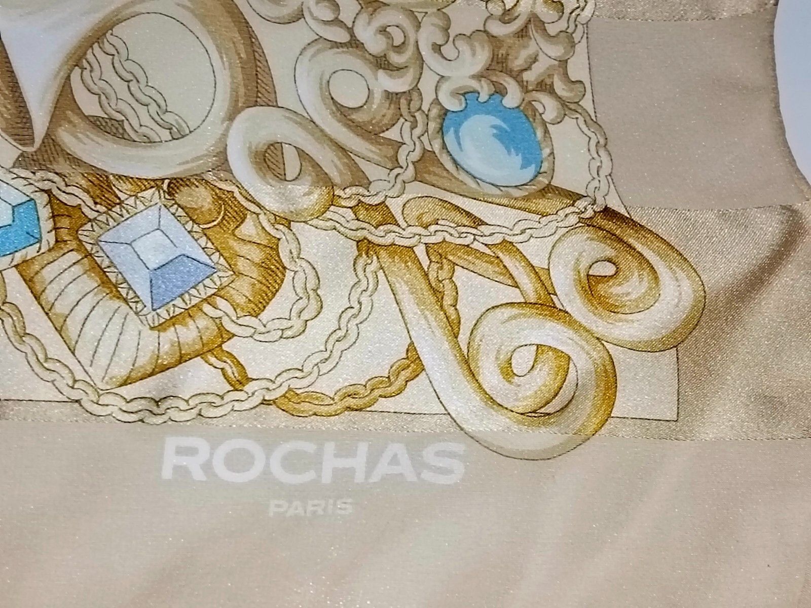 Rochas ROCHAS Paris Victorian Baroque Gold Yellow Chain Silk Scarf Size ONE SIZE - 2 Thumbnail
