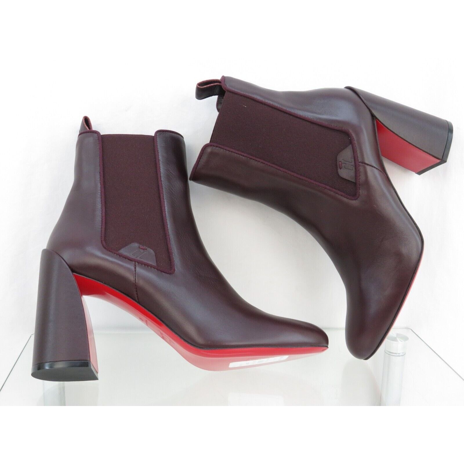 Christian Louboutin LOUBOUTIN TURELASTIC BURGUNDY LEATHER HEEL ANKLE BOOTS 40 Size US 10 / IT 40 - 9 Thumbnail