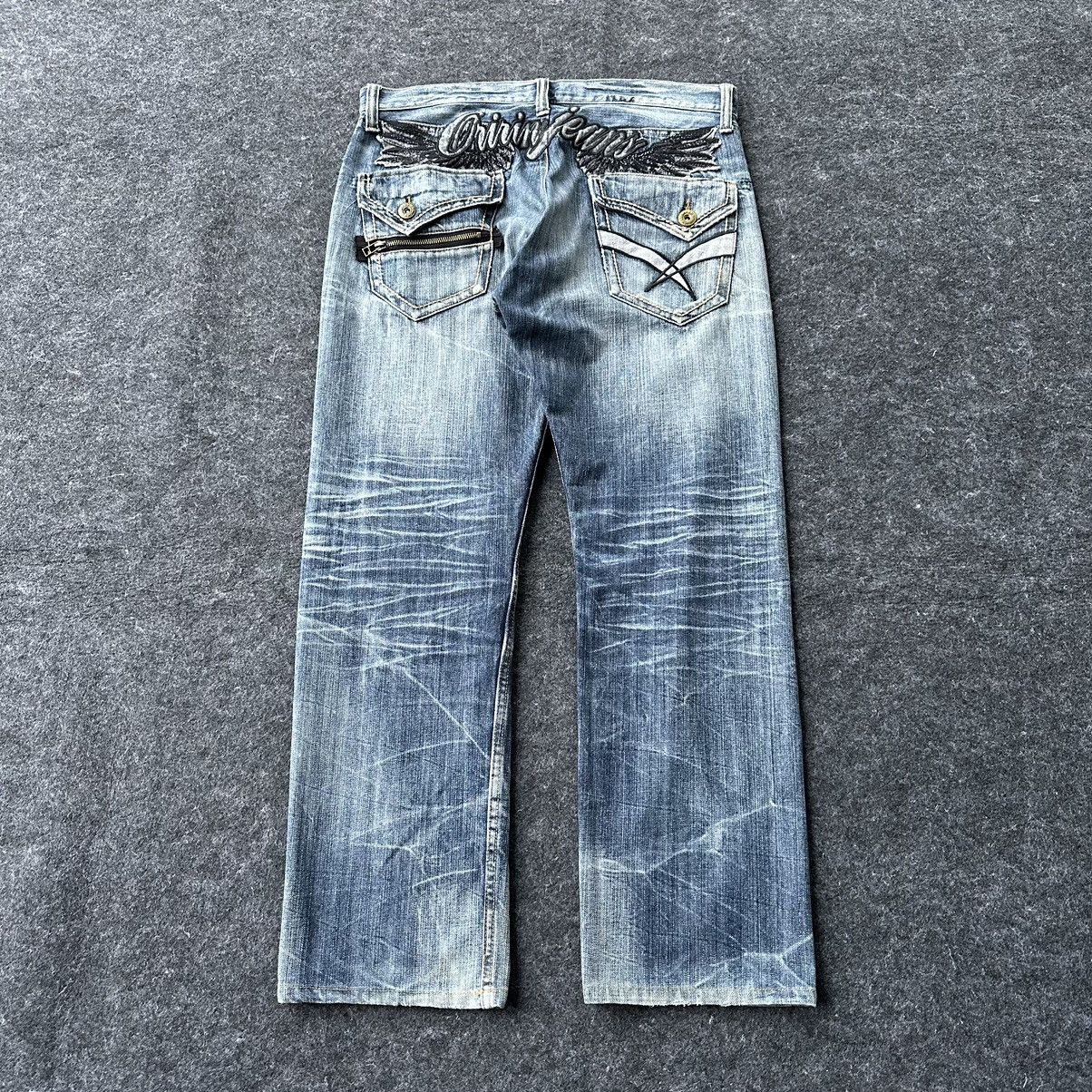 Le Grande Bleu (L.G.B.) Oririn Jeans Embroidery Wings Distressed Denim W34 D663 Size US 34 / EU 50 - 1 Thumbnail