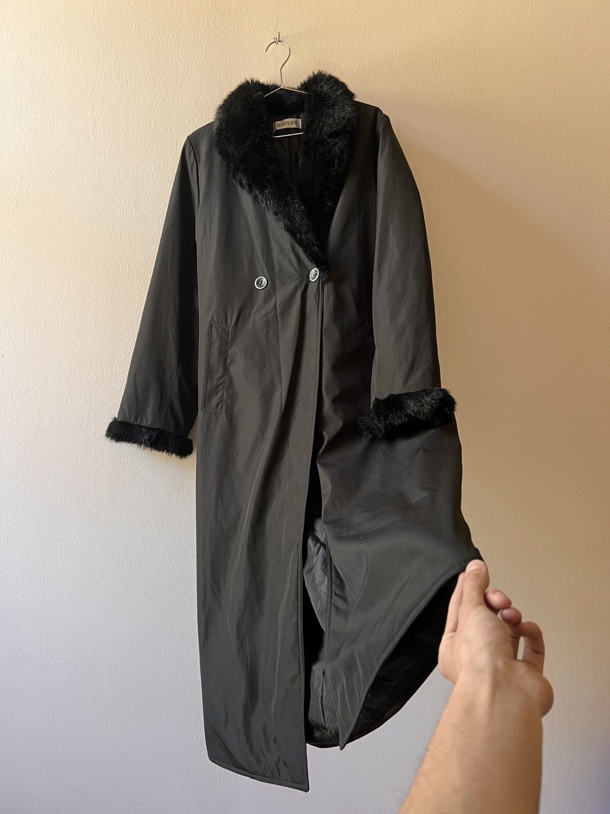 Balmain Vintage Balmain Black Fur Trench Coat Size S / US 4 / IT 40 - 6 Thumbnail