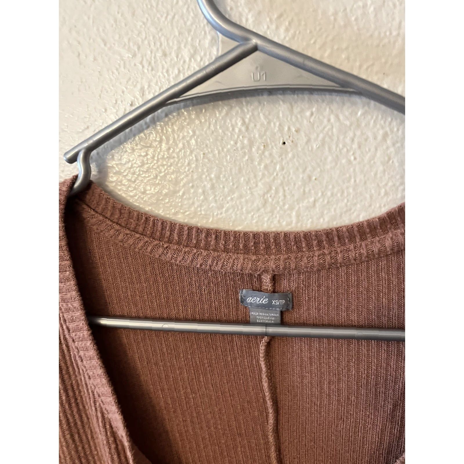 Vintage Aerie Shirt Womens XS Brown Long-sleeve Henley Casual Outdoor Vert Beige Size XS / US 0-2 / IT 36-38 - 3 Thumbnail