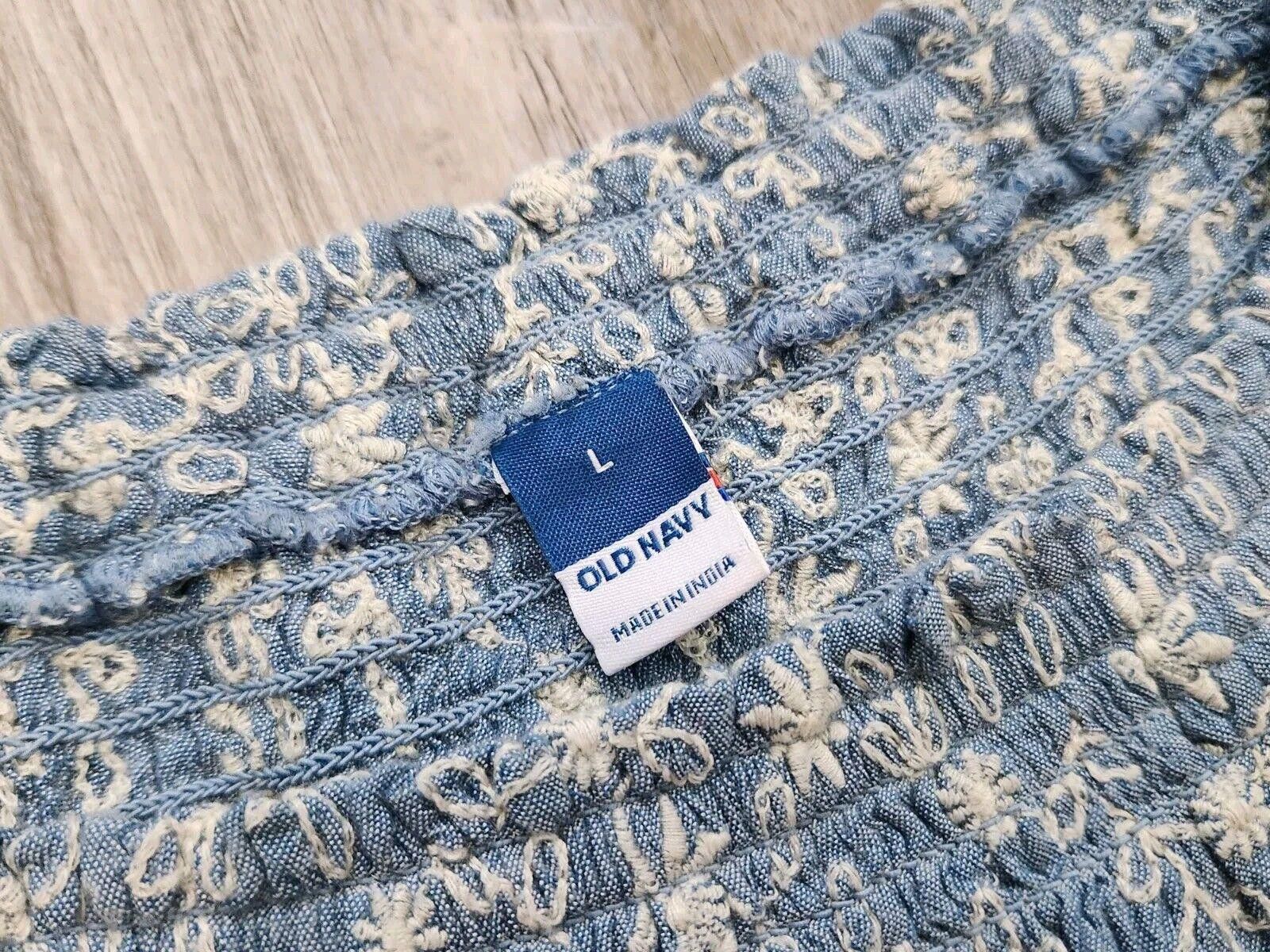 Old Navy Old Navy Blouse Large Blue Chambray Peasant Boho peplum Size L / US 10 / IT 46 - 3 Thumbnail