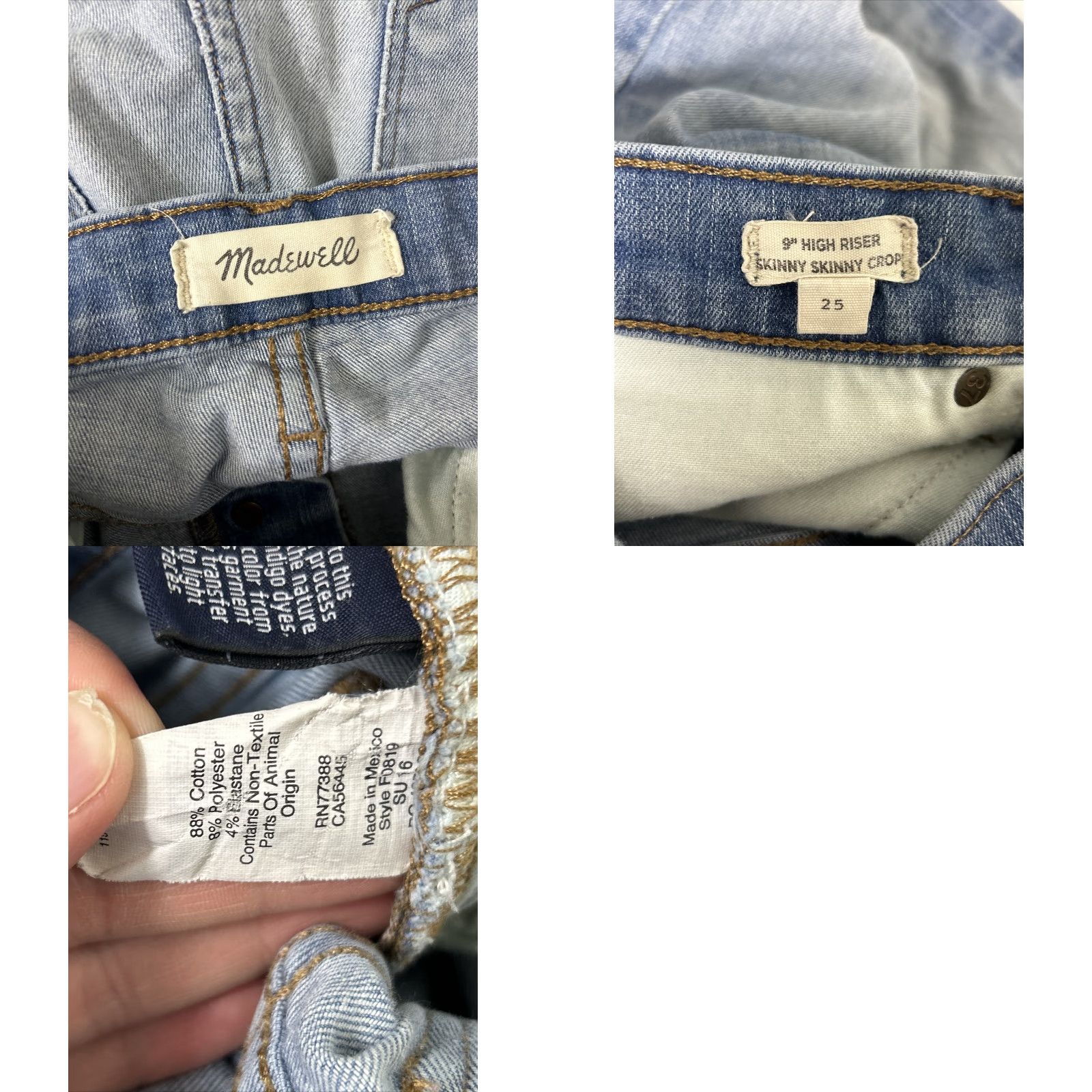 Madewell Madewell Jeans Skinny Crop 26 27 Light Blue Wash High Rise Button Fly Women 9” 9" High Riser Crop Skinny Jeans Size 26" / US 2 / IT 38 - 9 Thumbnail