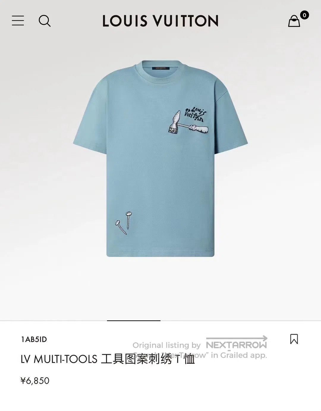 Louis Vuitton Louis Vuitton Mist Blue Embroidered Tool Short-sleeve T-sh Size US M / EU 48-50 / 2 - 4 Thumbnail