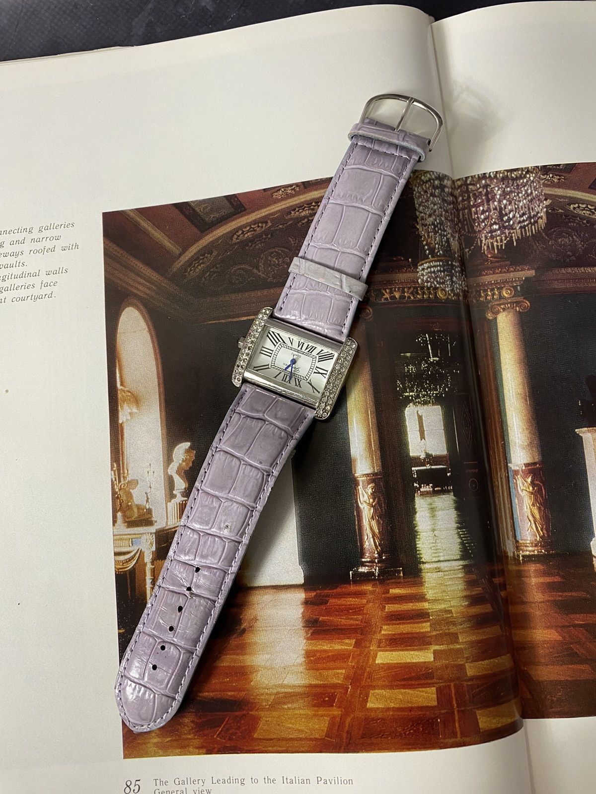 Jewelry Elegant Watch with Crystals and Lilac Strap Size ONE SIZE - 4 Thumbnail