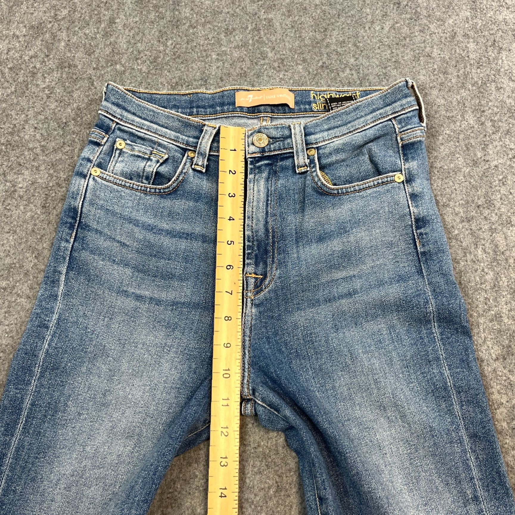 7 For All Mankind 7 For All Mankind Womens Jeans Bootcut Slim High Waist 8 Blue Denim 27 28in Inside Leg 28in 5-Pocket Styling Girls Womens Size 30" / US 8 / IT 44 - 6 Thumbnail
