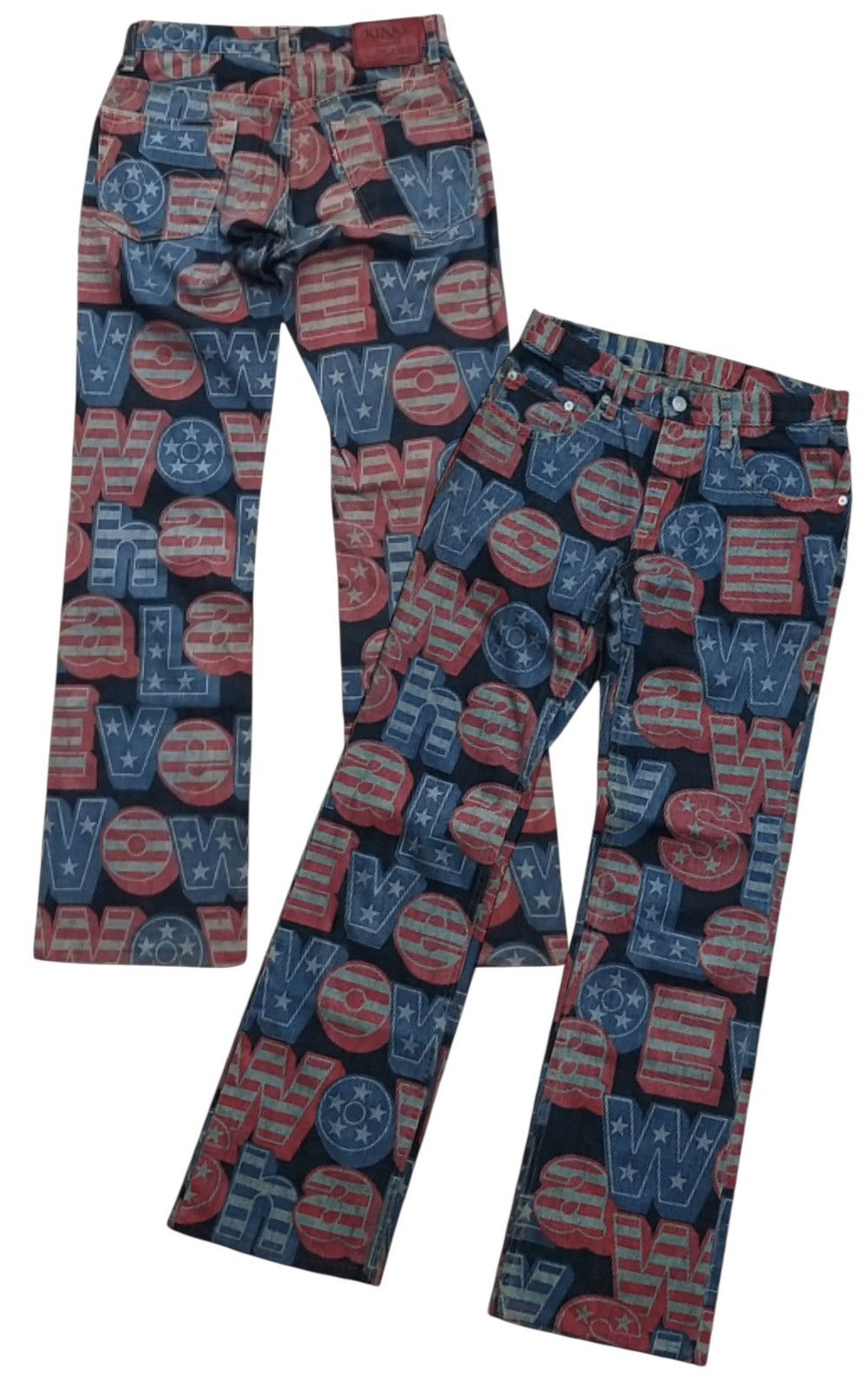 OFFER🔥VINTAGE HYSTERIC GLAMOUR KINKY FULL PRINT FLARE JEANS