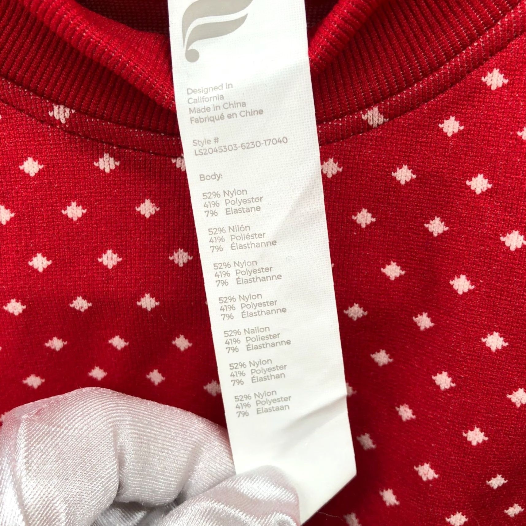 Fabletics Fabletics Cropped Seamless Christmas Holiday Fair Isle Mock Neck Womens M Red Long Sleeve Top Size M / US 6-8 / IT 42-44 - 5 Thumbnail