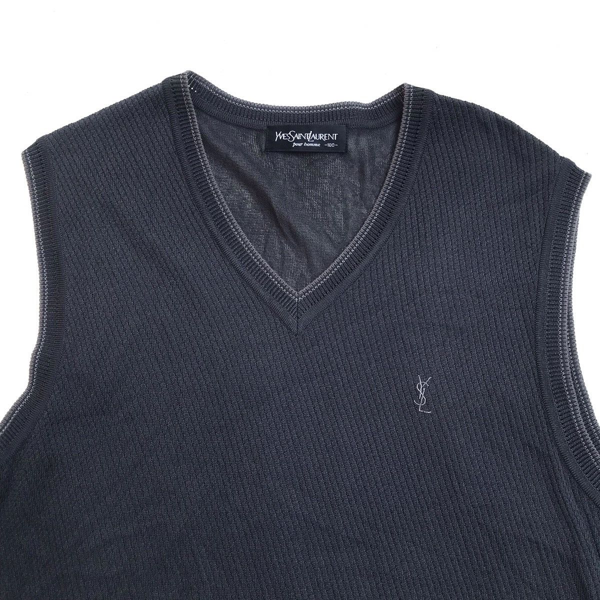 Designer × Yves Saint Laurent Vintage Yves Saint Laurent YSL Black Knit Kniwear vest Size 38R - 2 Thumbnail