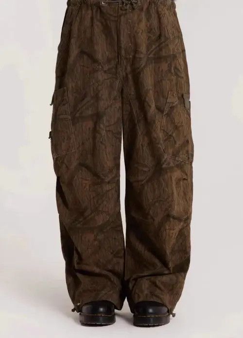 VIBE Retro leaf pattern workwear drawstring casual trousers Size US 30 / EU 46 - 2 Thumbnail