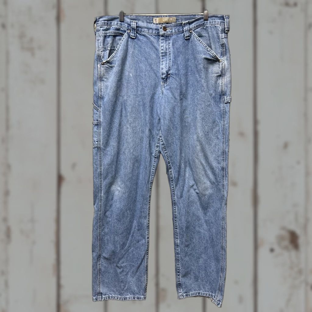 Lee VINTAGE Lee Jeans Carpenter 5-Pocket Denim Blue 38x34 Regular Men Western 90s Style Distressed Baggy Comfort Autumn Winter Spring Summer Size US 38 / EU 54 - 1 Thumbnail