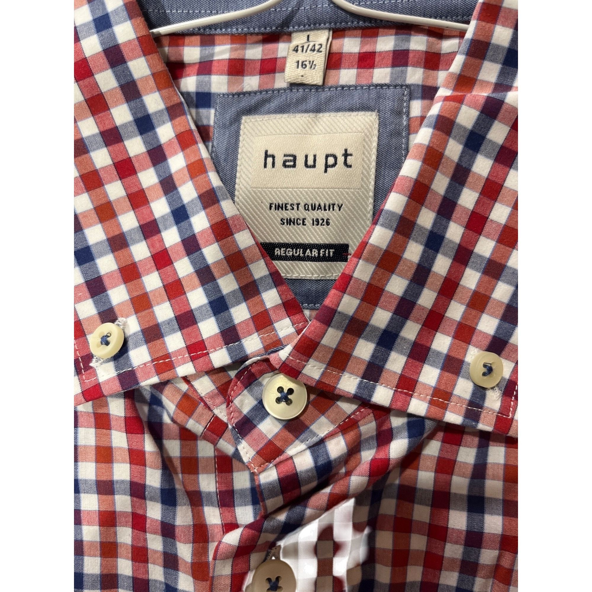 Haupt Haupt Mens Red/Blue/White Gingham Short Sleeve Button-Up Shi Size US L / EU 52-54 / 3 - 3 Thumbnail