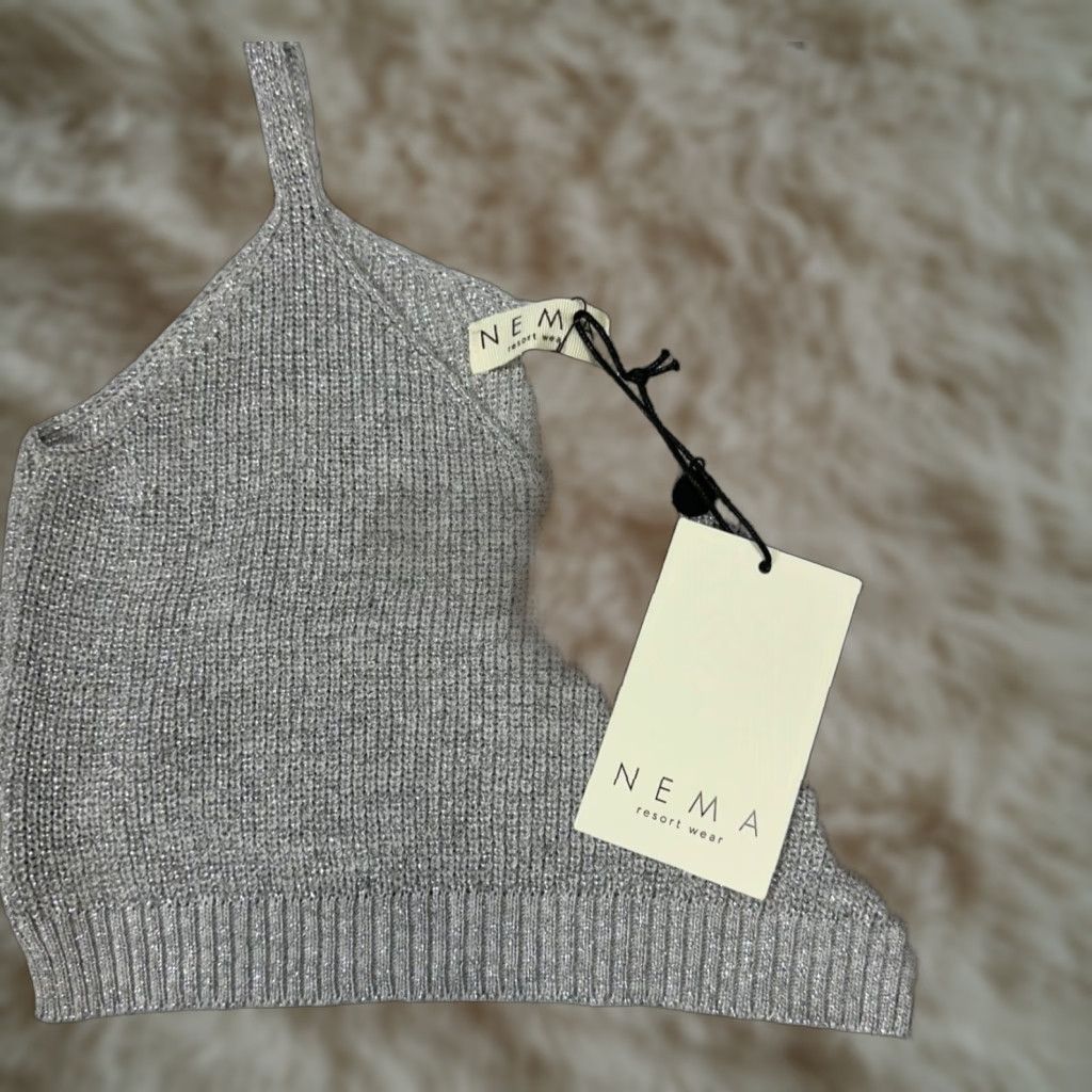 Vintage Nema Womens Tank Top Cropped Knit Size 10 Silver Shirt Adult Womens Size L / US 10 / IT 46 - 1 Thumbnail
