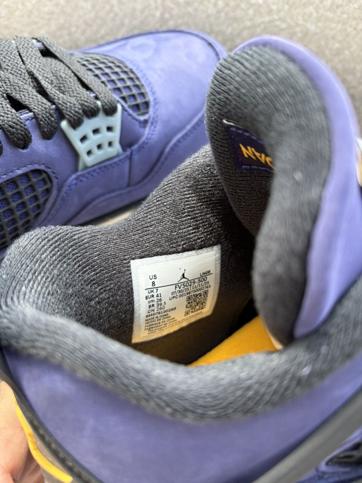 Jordan Brand Jordan Retro 4 Lakers Size US 8 / EU 41 - 7 Thumbnail