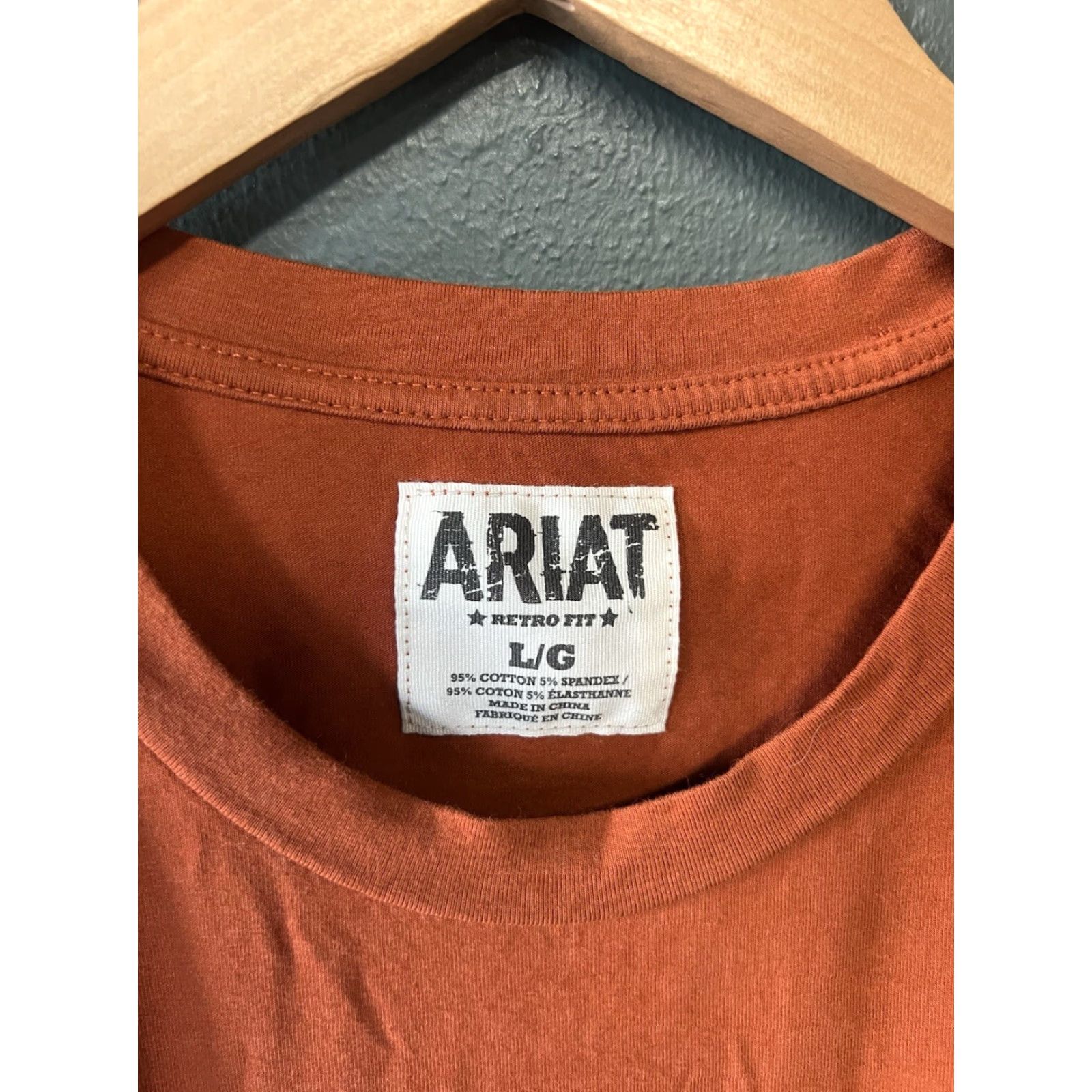 Ariat Ariat Mens Orange Short Sleeve T-shirt Size L Retro Fit Size US L / EU 52-54 / 3 - 3 Thumbnail