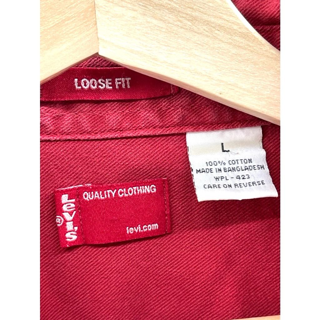 Levi's × Vintage Vintage Levi's Red Button Up Shirt Loose Fit Size US L / EU 52-54 / 3 - 3 Thumbnail