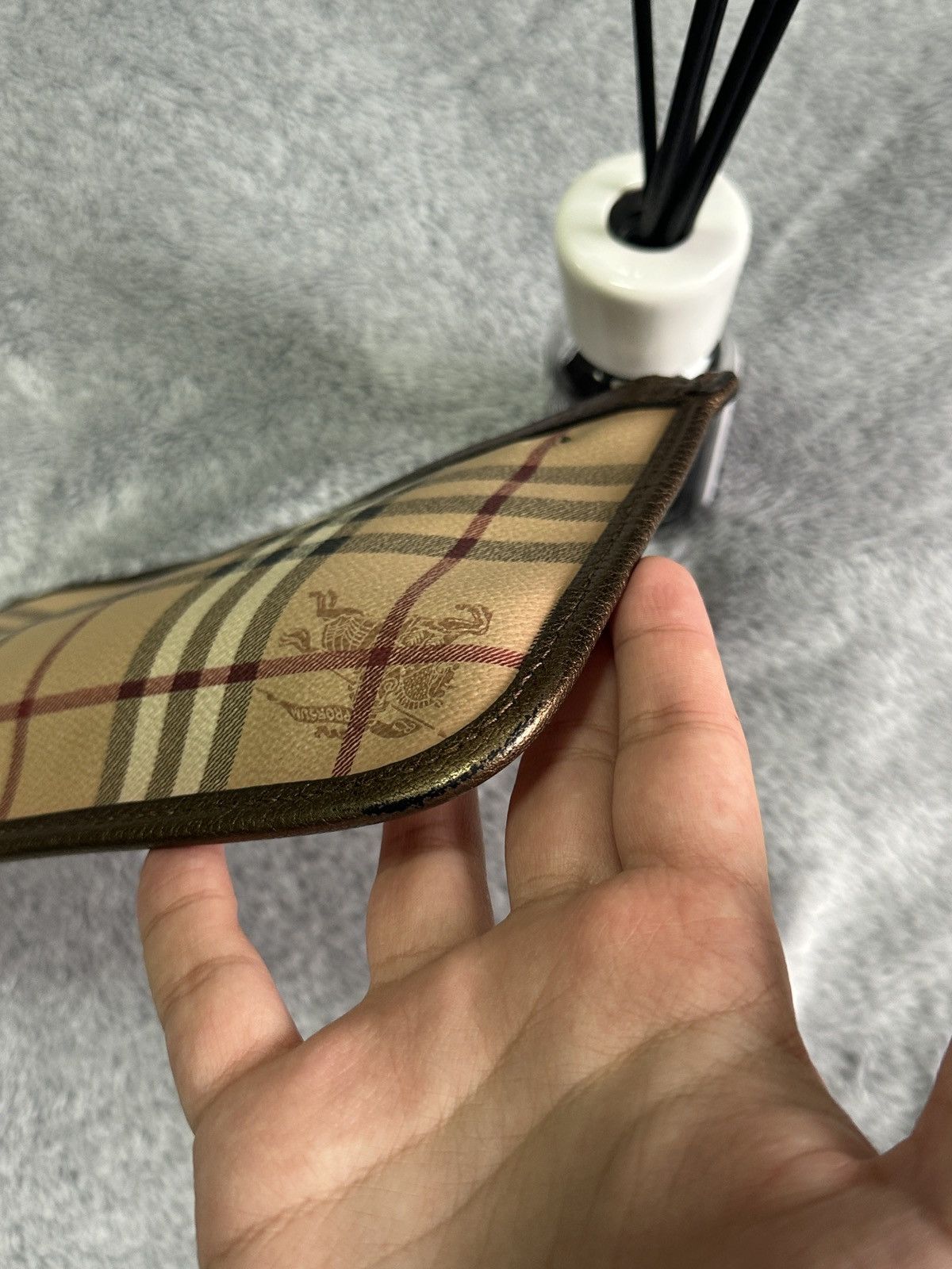 Burberry Burberry Nova Check Canvas Leather Clutch Bag Bronze Trim Size ONE SIZE - 15 Thumbnail