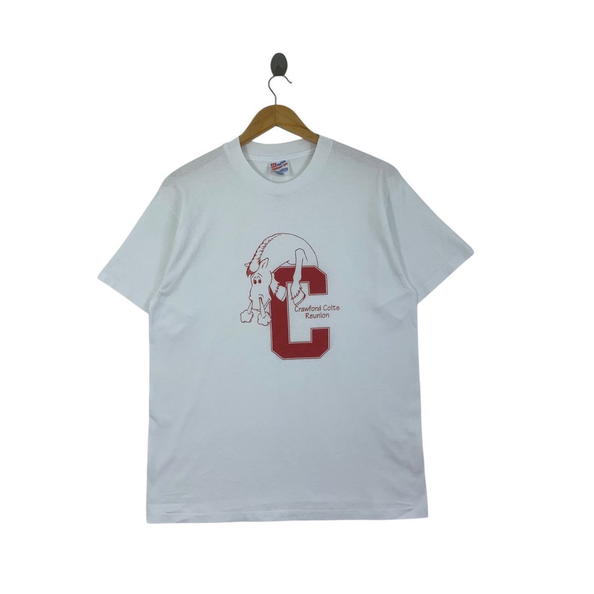 Hanes Vintage 90’ CRAWFORD COLTS REUNION Alumni College Tee Shirt Size US L / EU 52-54 / 3 - 1 Thumbnail