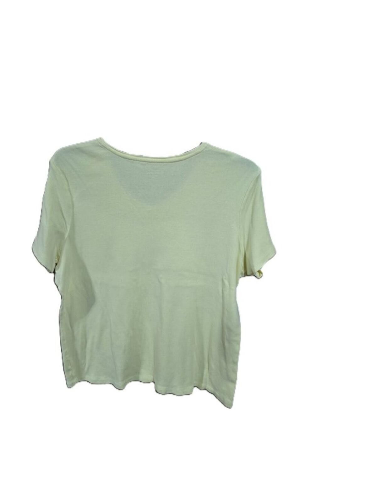 Other Falls Creek Solid Yellow Short Sleeve V-Neck Top Size 1X Size XL / US 12-14 / IT 48-50 - 3 Thumbnail