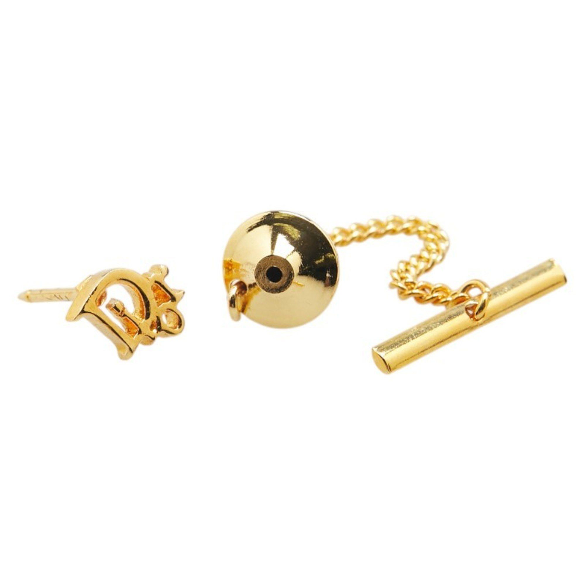 Christian Dior Dior logo tie clip gold-plated tack women's