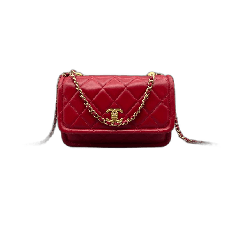 Chanel Red Gold Mini Crossbody Bag, Women's