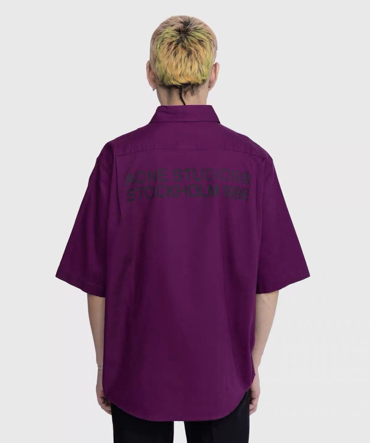 Acne Studios Acne Studios 1996 Back Slogan Purple Short Sleeve Shirt J31 Size US S / EU 44-46 / 1 - 7 Thumbnail