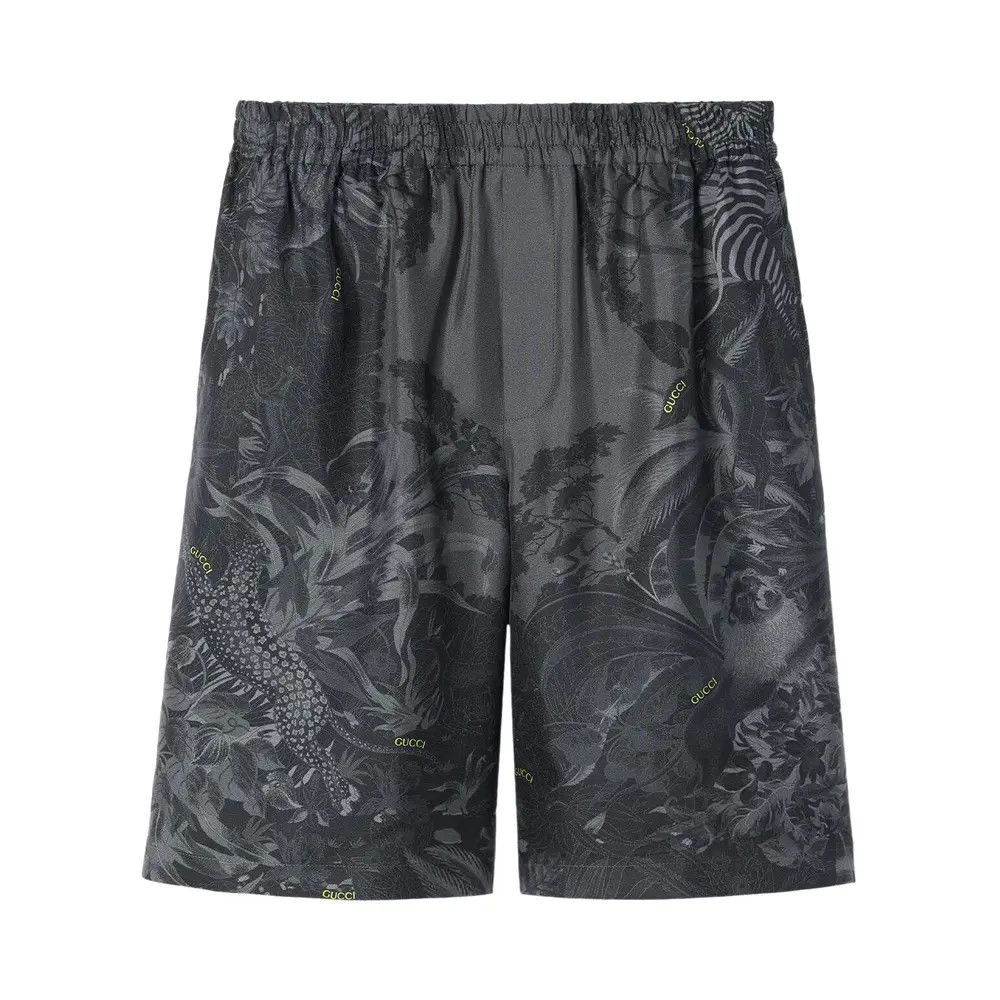 Gucci o1loc1c0925 Flora Fauna Print Silk Shorts in Antracite/Black Size US 28 / EU 44 - 1 Preview