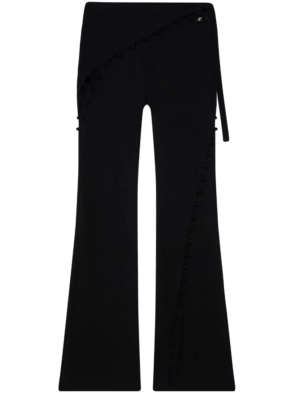 o1mle0824 Cut Out Flared Silk Trousers in Black