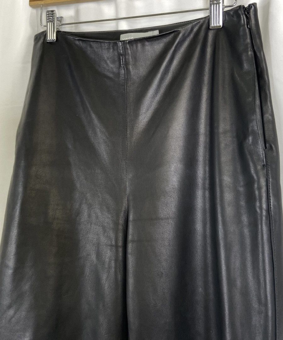 Vince Vince Black Lamb Leather Cropped Wide Pants - Size US 4 Size 27" / US 4 / IT 40 - 2 Thumbnail