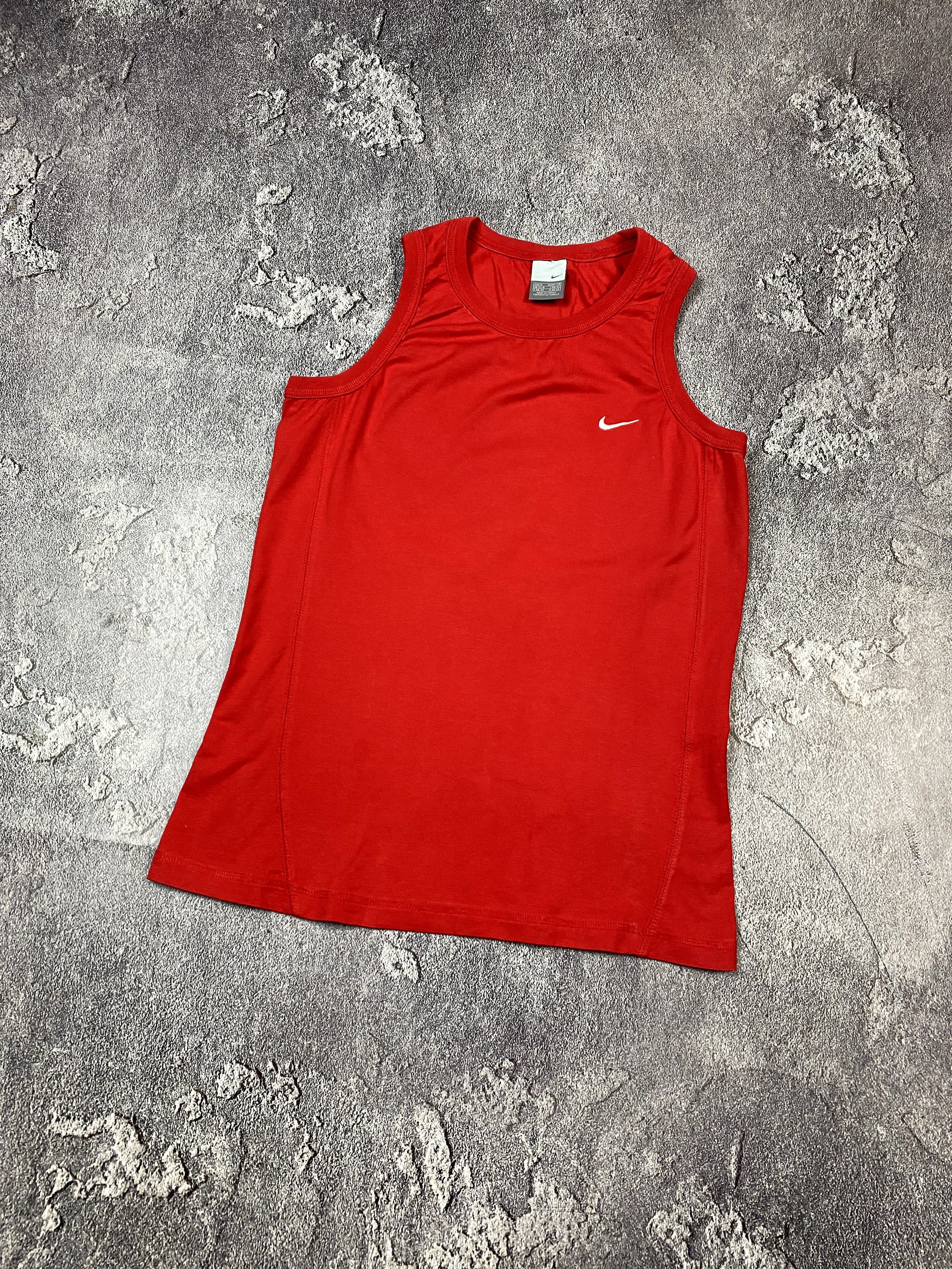 Nike × Vintage Vintage 00s Nike Red Tank Top Hype Streetwear Size US M / EU 48-50 / 2 - 2 Thumbnail