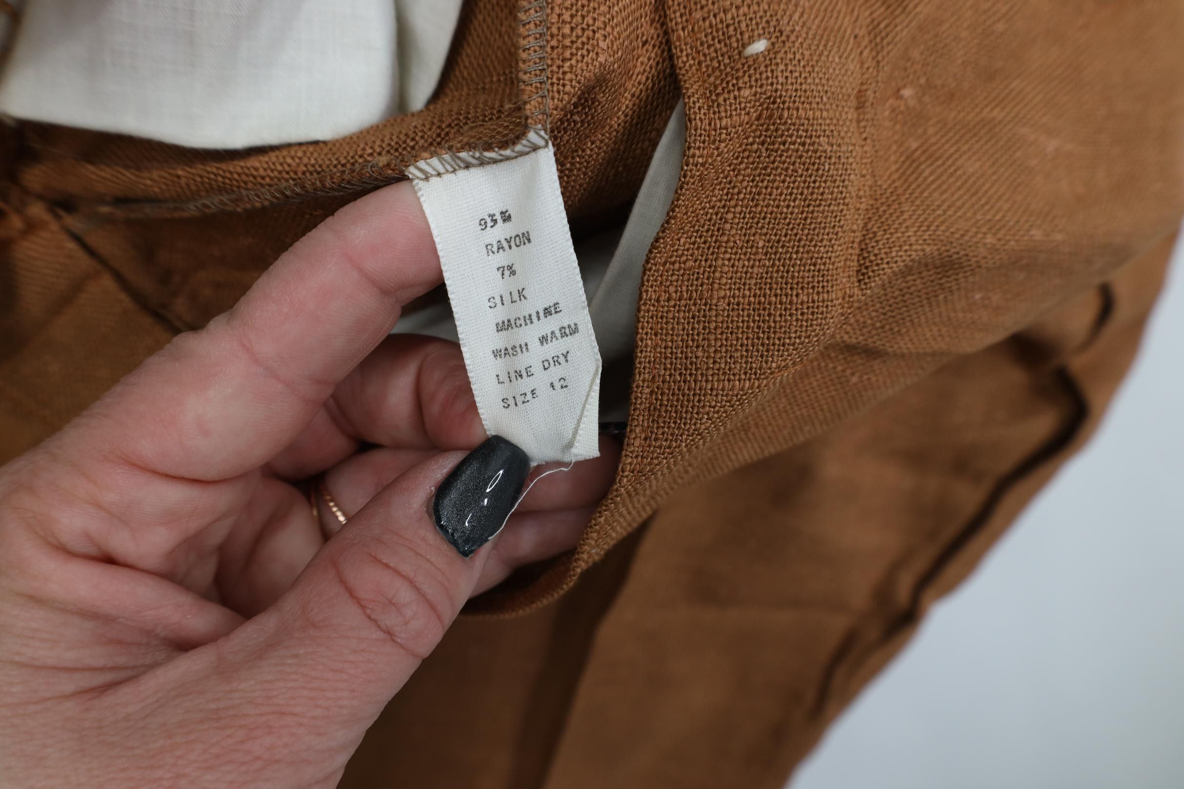 Vintage Vintage 50s 60s Silk Burlap Bell Bottoms Pants Brown USA Size 34" / US 12 / IT 48 - 7 Thumbnail