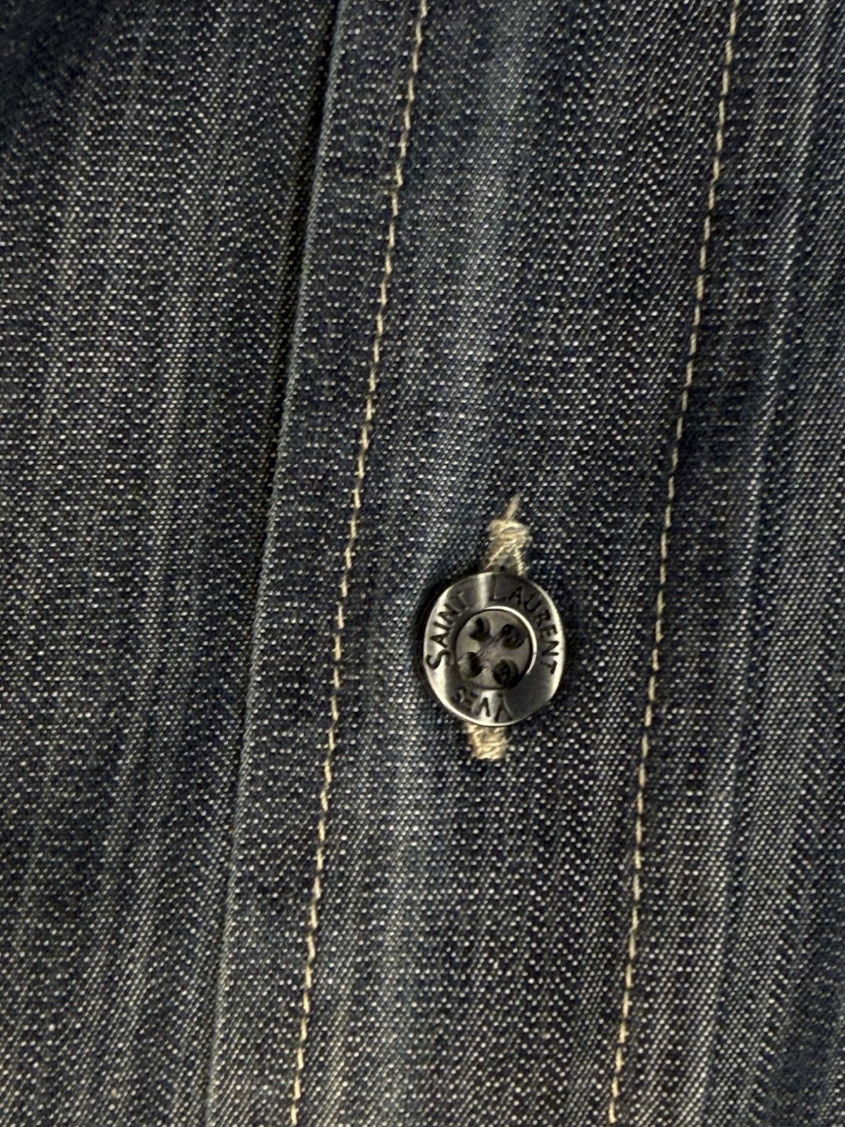 Yves Saint Laurent 🇮🇹 YSL Denim Shirt Rive Gauche Overshirt Button Up Collar Size US XL / EU 56 / 4 - 4 Thumbnail