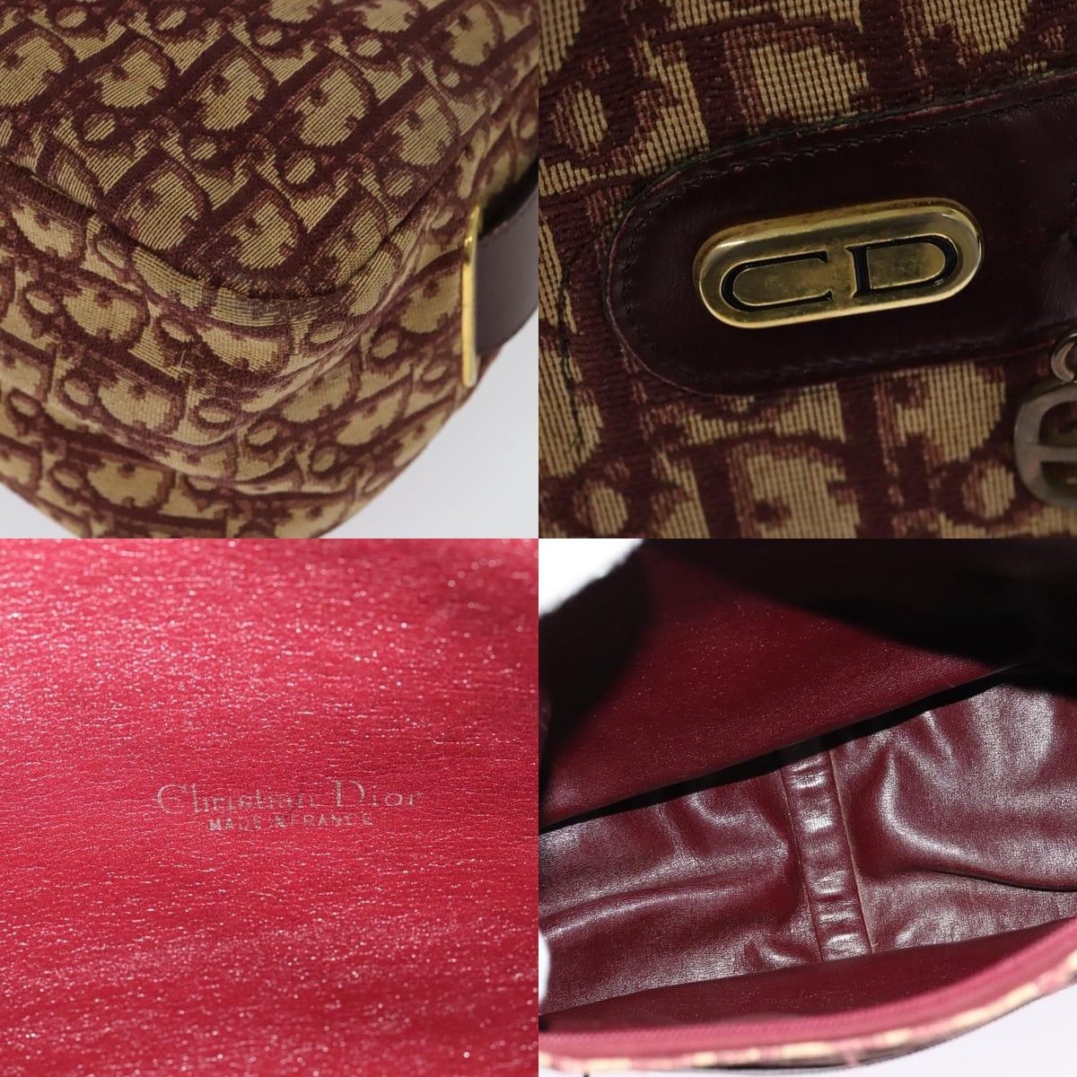 Dior DIOR Trotter Canvas Shoulder Bag Red Gold Size ONE SIZE - 11 Thumbnail