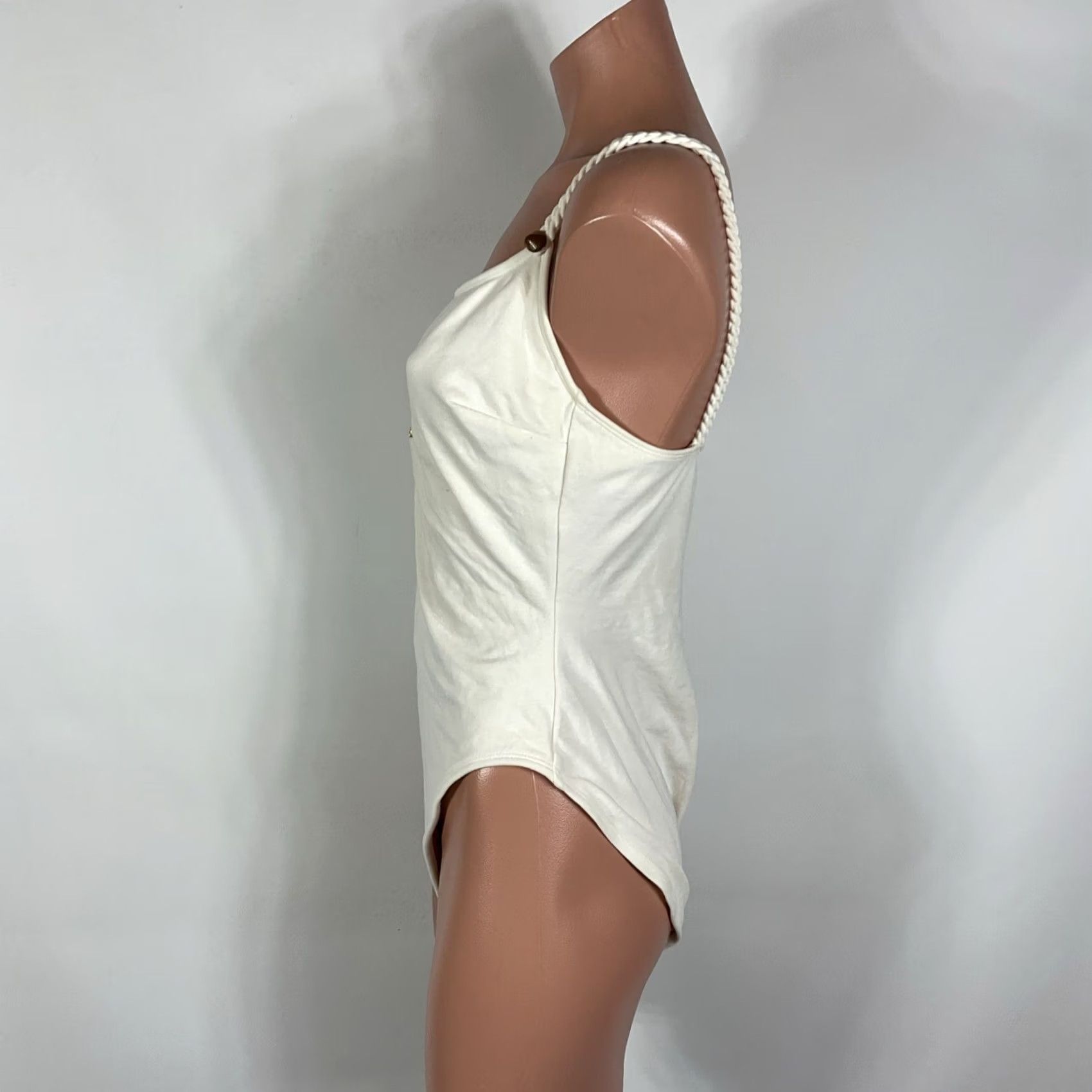 Vintage VINTAGE La Blanca One Piece Swim Suit Ivory 80s 90s High Cut Spaghetti Shell Pattern Cotton Size 16 Womens Size XXL / US 16-18 / IT 52-54 - 6 Thumbnail