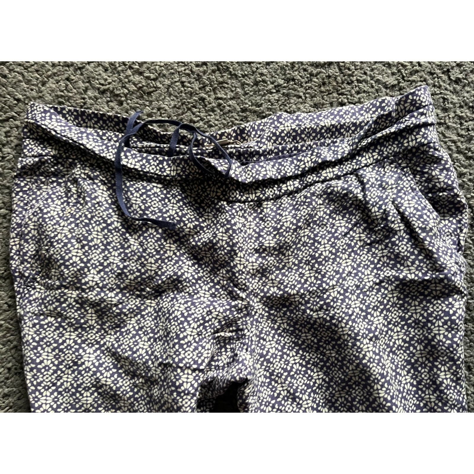 Loft Loft Relaxed Chino Pants Women's Size 8 Purple Striped Floral Marisa Fit Linen Blend Tapered Size 30" / US 8 / IT 44 - 2 Thumbnail