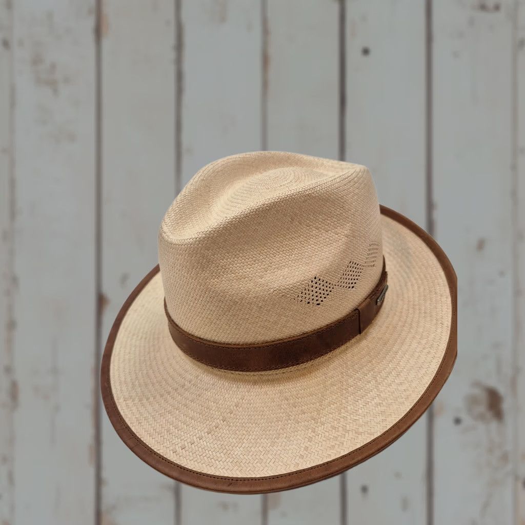 Stetson Stetson Hat Panama Mens One Size Beige Straw Leather Trim Lined Wide Brim Size ONE SIZE - 1 Thumbnail
