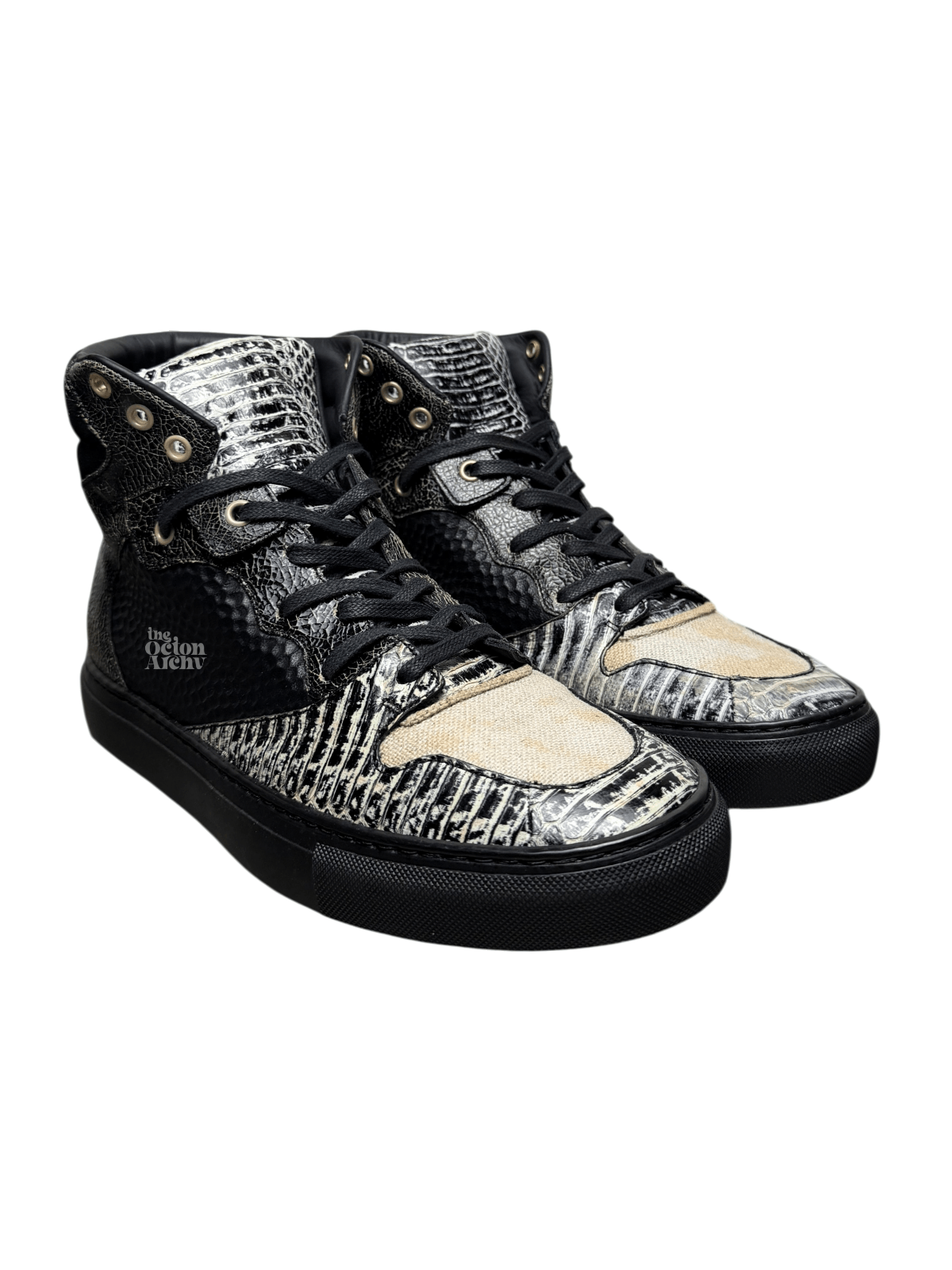 Balenciaga Vintage Balenciaga High Top Sneaker Black/Snakeskin Mismatch Size US 7 / EU 40 - 1 Thumbnail