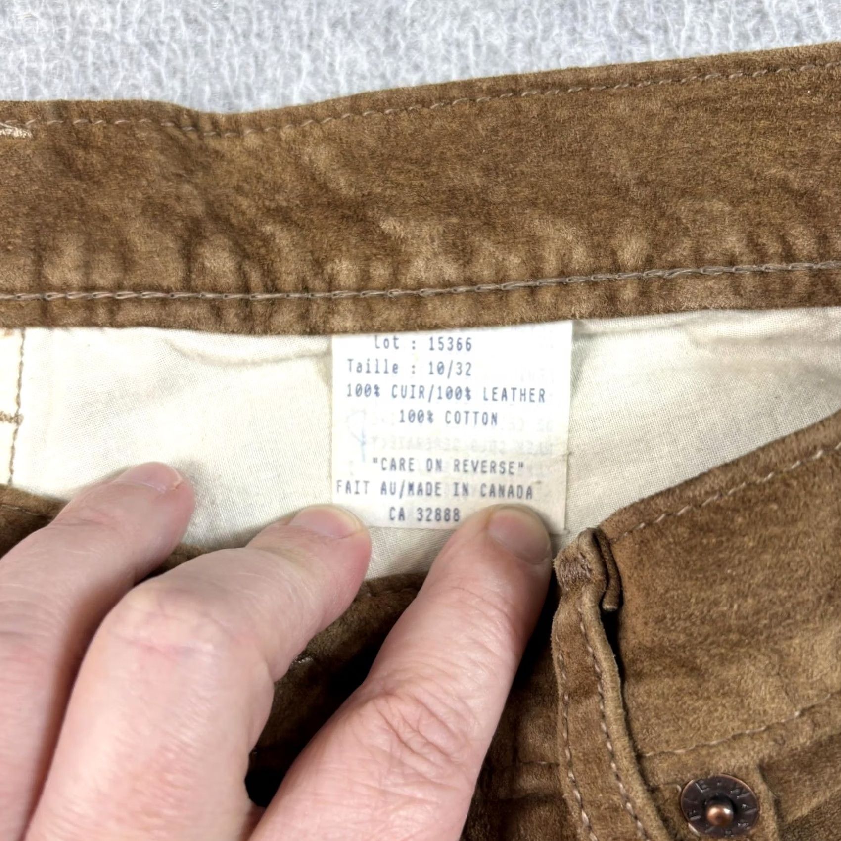 Vintage Skotts Suede Pants Men 32x31 Brown Leather Jeans Cotton Lined Motorcycl Washable Size US 32 / EU 48 - 3 Thumbnail