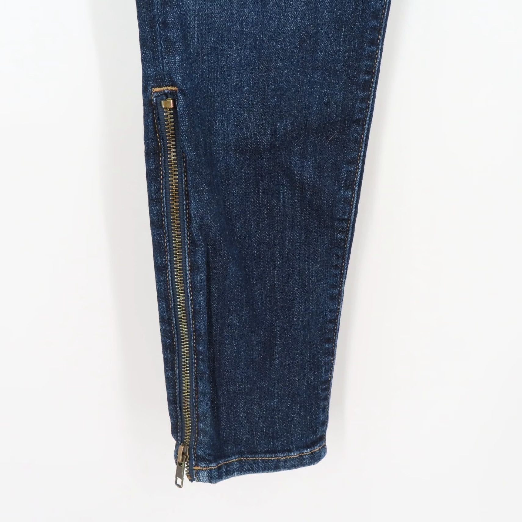 Vintage Current Elliott Womens Cropped Legging Jeans 28 Denim Ankle Zip Dark Wash Bluebird 5-Pocket Style Size 28" / US 6 / IT 42 - 4 Thumbnail