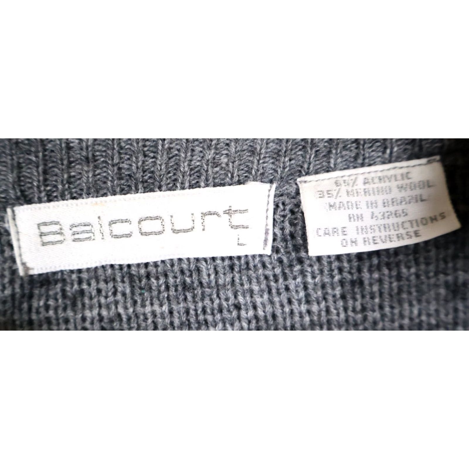Vintage 90s Wool Blend Sweater Mens Large Gray Chunky Crewneck Pattern Geometric Size US L / EU 52-54 / 3 - 3 Thumbnail