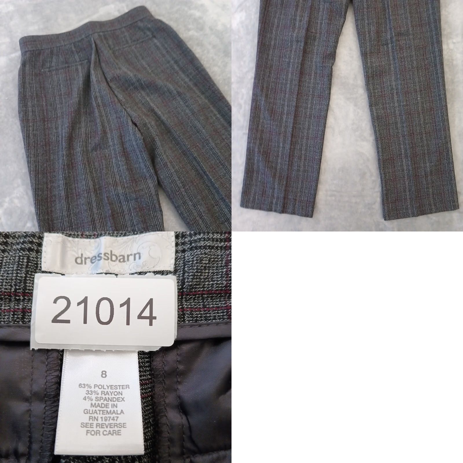 Vintage Dressbarn Dress Pants Womens Size 8 Gray Purple Plaid Pockets 29x30 High Rise Size 30" / US 8 / IT 44 - 8 Thumbnail