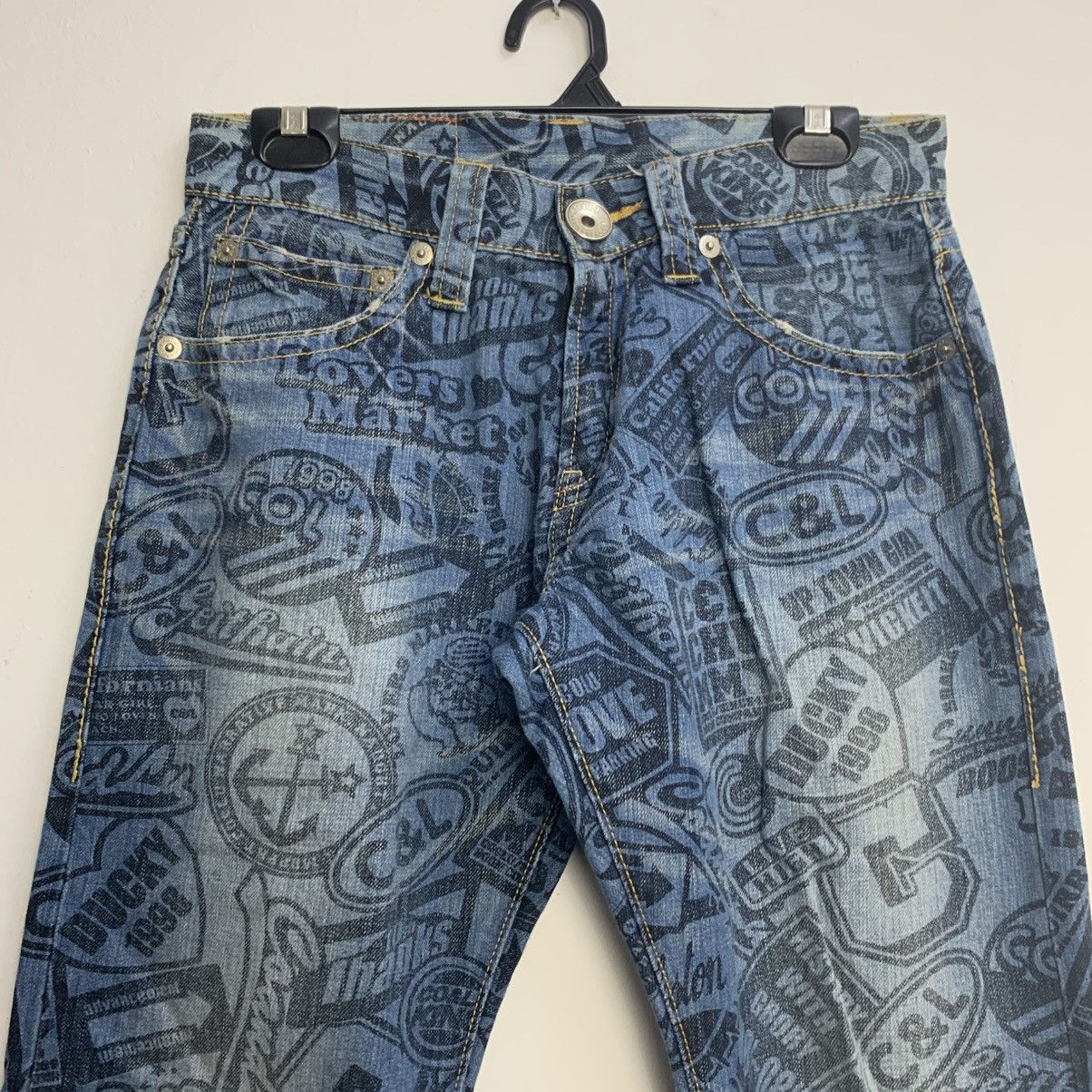 If Six Was Nine Rare Co&Lu Jeans Allover Graphic Print Denim Size US 30 / EU 46 - 3 Thumbnail