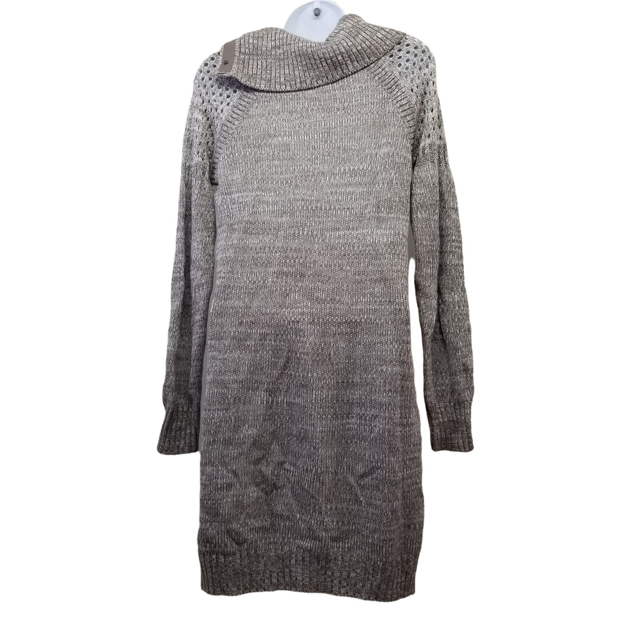knit short dress Women's No Better Time Grey Ribbed Knit Sweater Mini Dress | Size: L