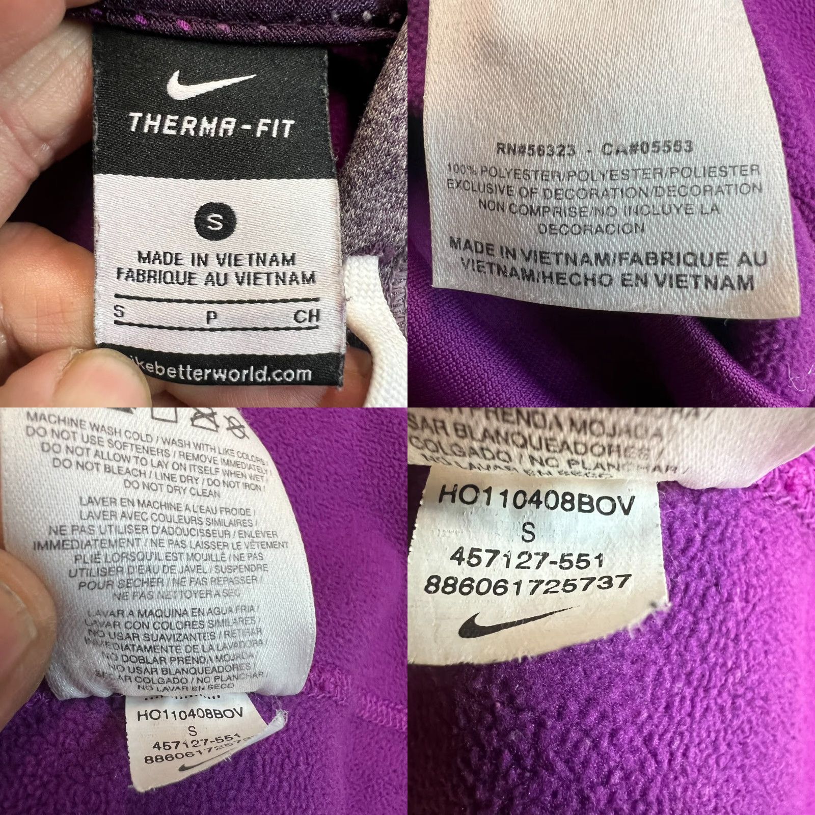 Nike Nike Terma-Fit Colorblock Hooded Sweatshirt Purple Size S Spell-Out Size S / US 4 / IT 40 - 8 Thumbnail