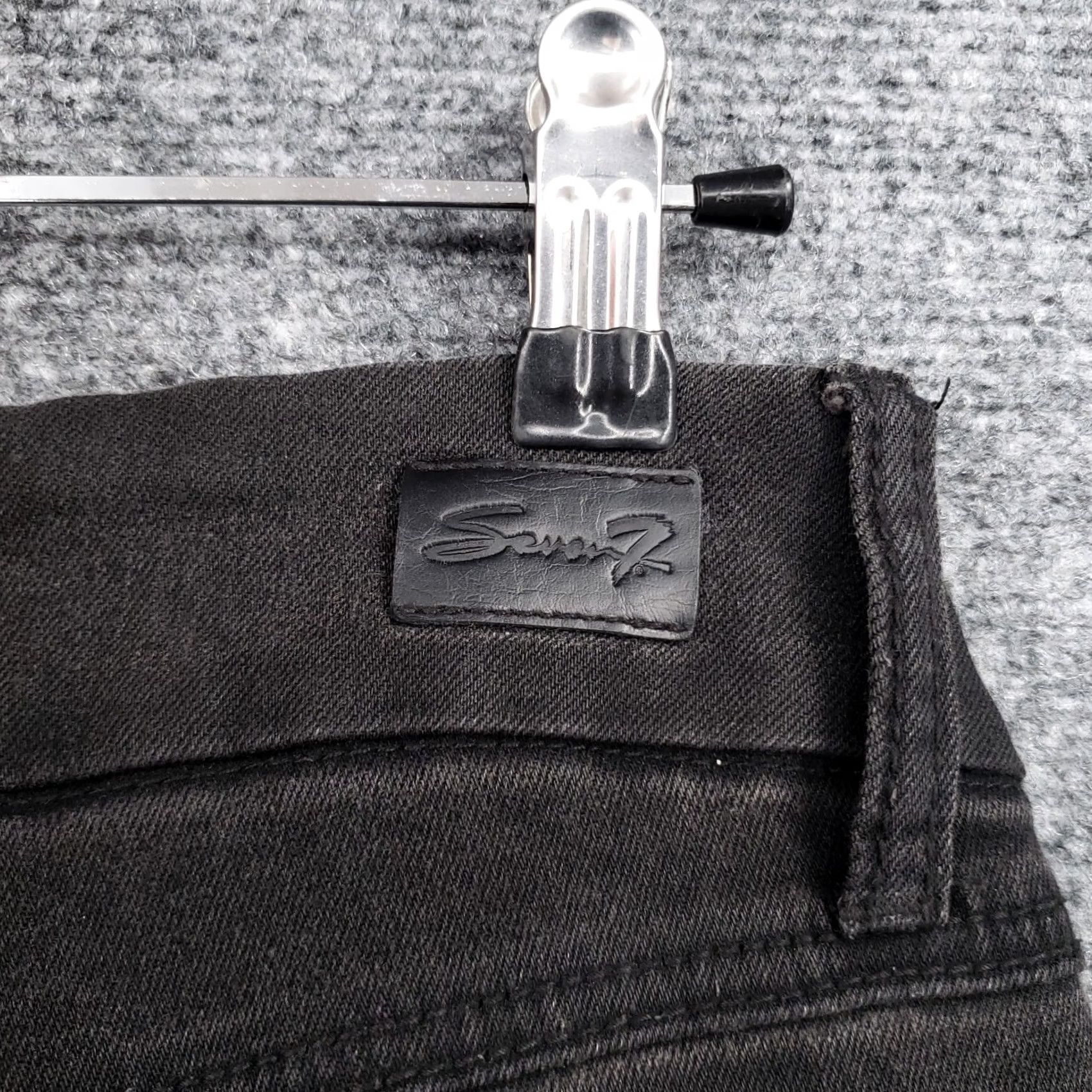 Vintage Seven7 Jeans Womens 4 Black Mid Rise Skinny Distressed Pocket Dark Wash Denim Size 27" / US 4 / IT 40 - 3 Thumbnail