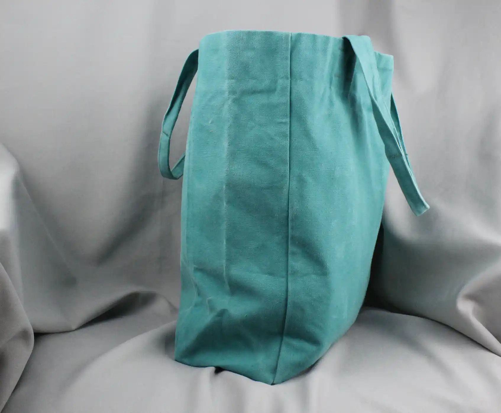 Albam Albam Washed Turquoise Coloured Cotton Canvas Tote bag Size ONE SIZE - 4 Thumbnail