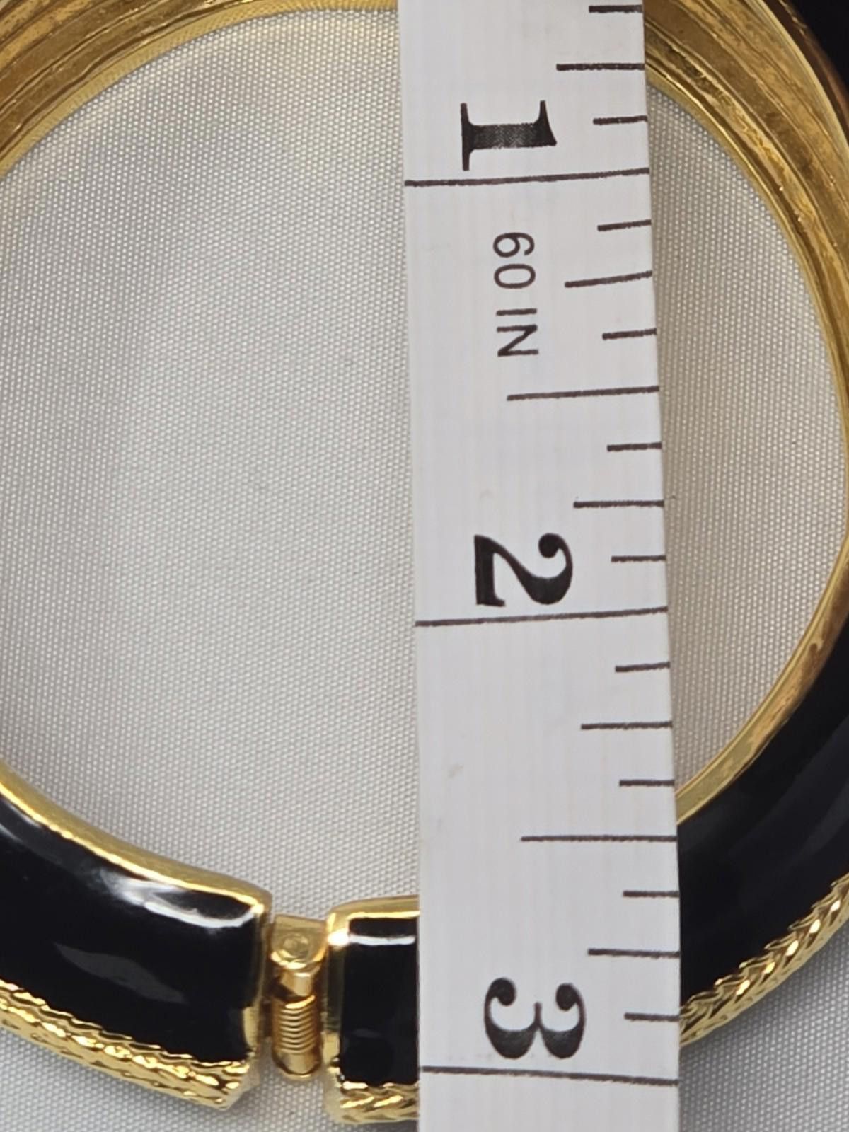 St. John Vintage St. John Black Enamel Gold Tone Herringbone Bangle Size ONE SIZE - 5 Thumbnail